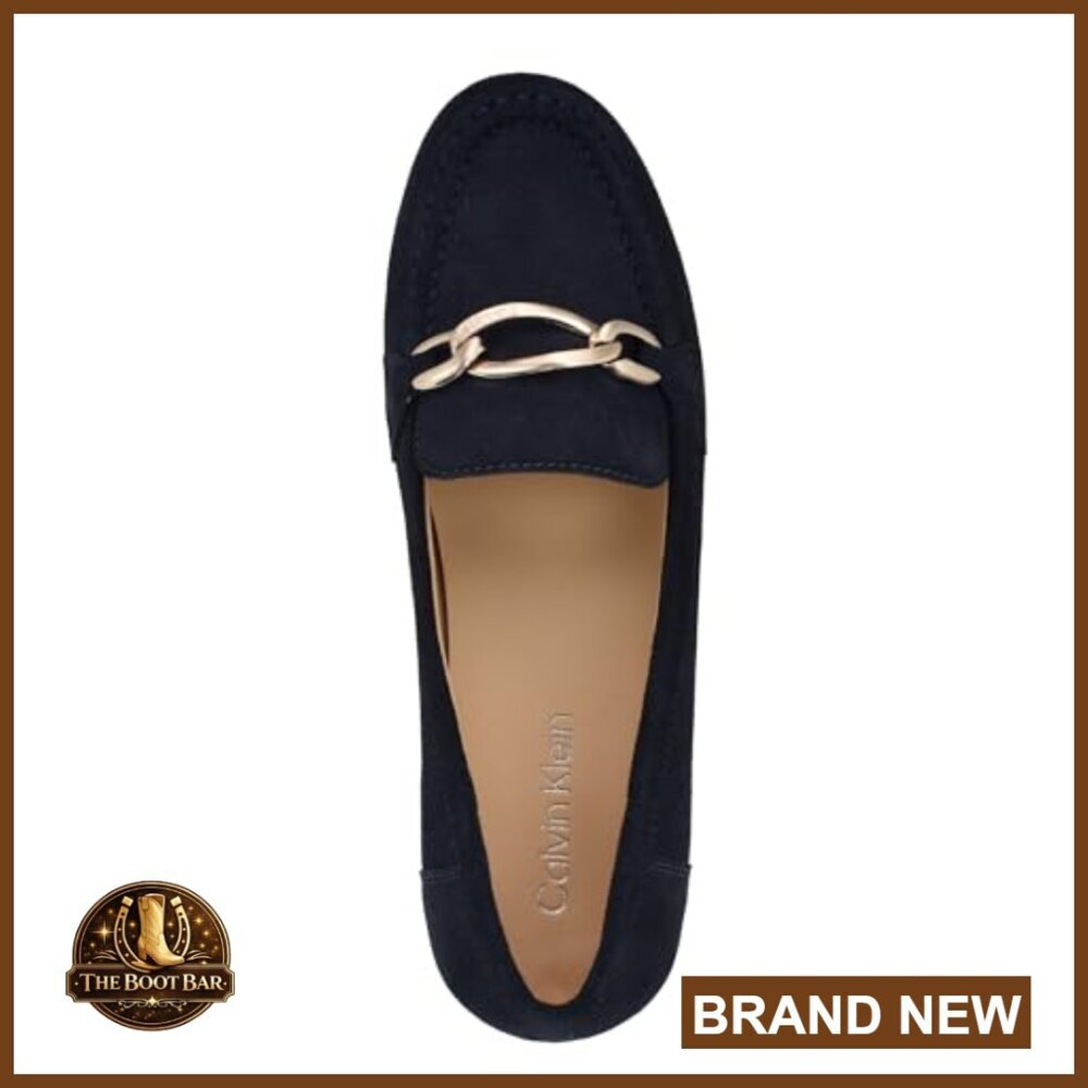 Suede Loafers with Chain Detail Slip-On Comfort Work to Weekend - Picture 2 of 6